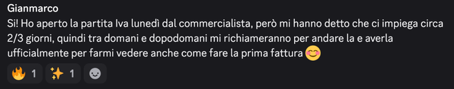 Gianmarco: apertura della partita IVA durante il percorso