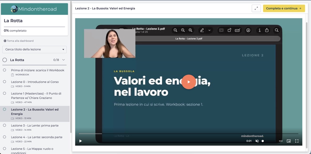 Anteprima della Lezione 2 dentro la piattaforma
