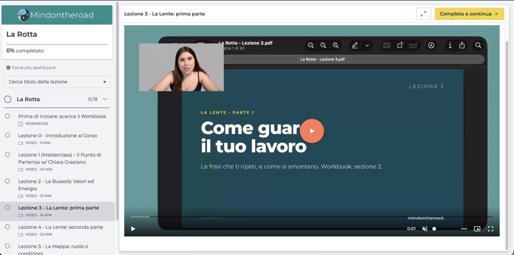 Anteprima della Lezione 3 dentro la piattaforma