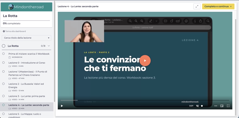 Anteprima della Lezione 4 dentro la piattaforma