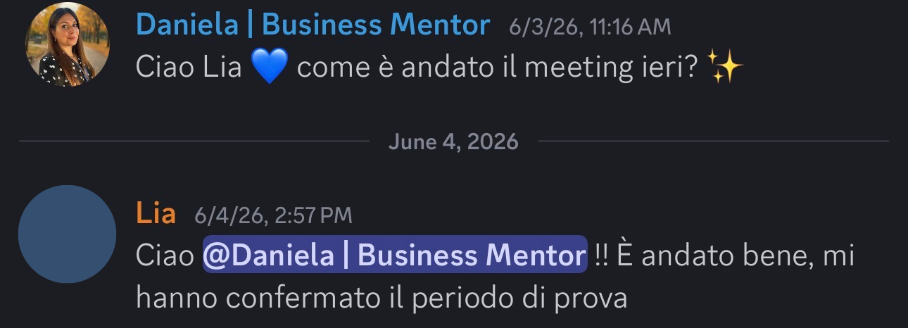 Scambio tra Daniela e Lia: il periodo di prova è stato confermato