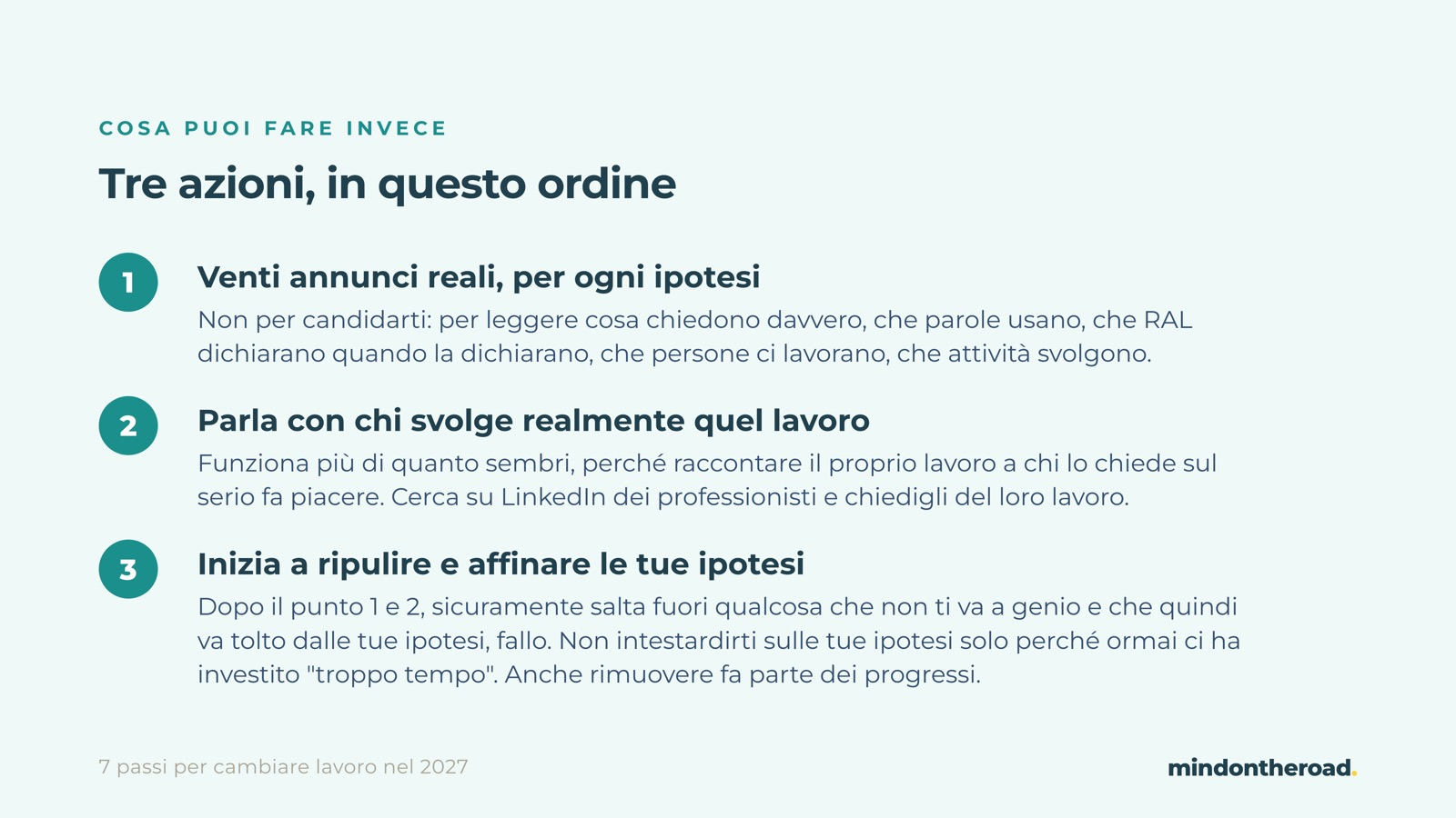 Slide della masterclass: le tre azioni di verifica del passo 4